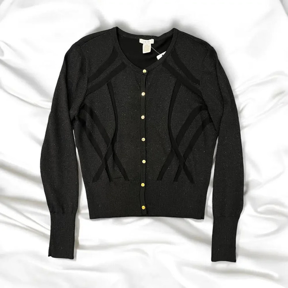 Vintage CACHE Black Metallic Button-Up Cardigan - Picture 2 of 5
